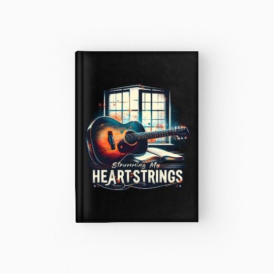 Strumming My Heartstrings Guitar Music Lover Songs Hardcover Journal