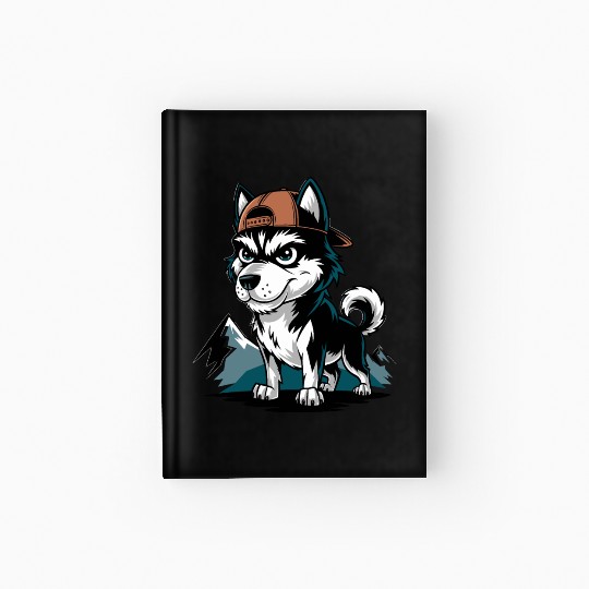 Tough Husky Wearing Cap In Mountains Hardcover Journal