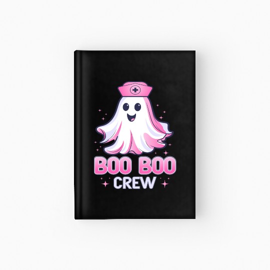 Boo Boo Crew Nurse Pink Ghost Halloween Costume Hardcover Journal
