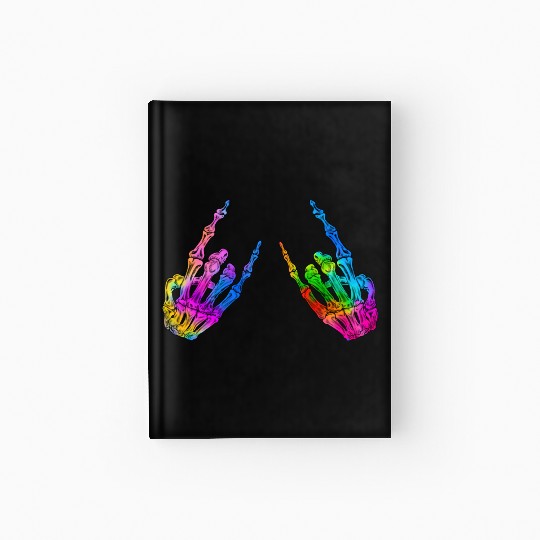 Rock On Rock Star Skeleton Hands LGBT Rainbow Hardcover Journal