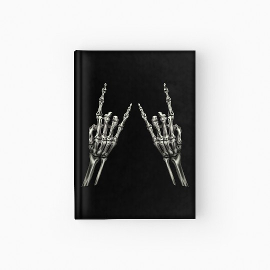 Rock On Rock Star Skeleton Hands Rocker Halloween Hardcover Journal