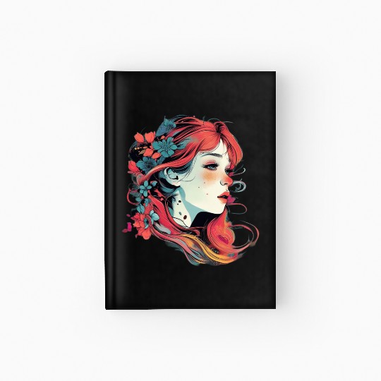Cute flowers girl for eye catching style Hardcover Journal