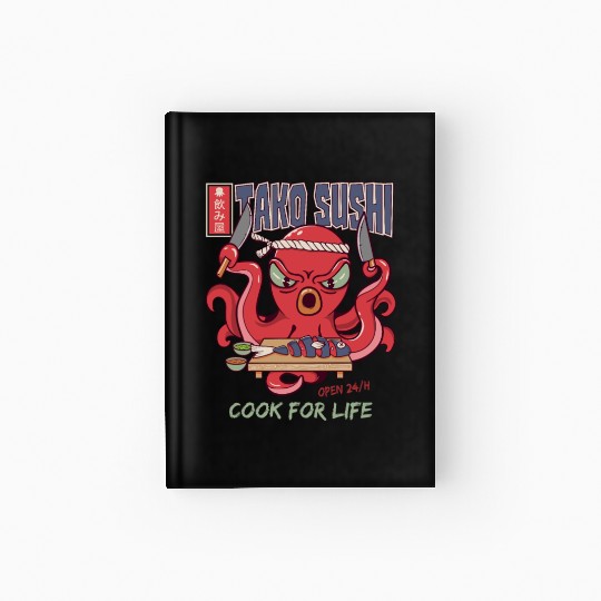 Octopus Sushi Bar Raw fish roll Takoyaki Hardcover Journal