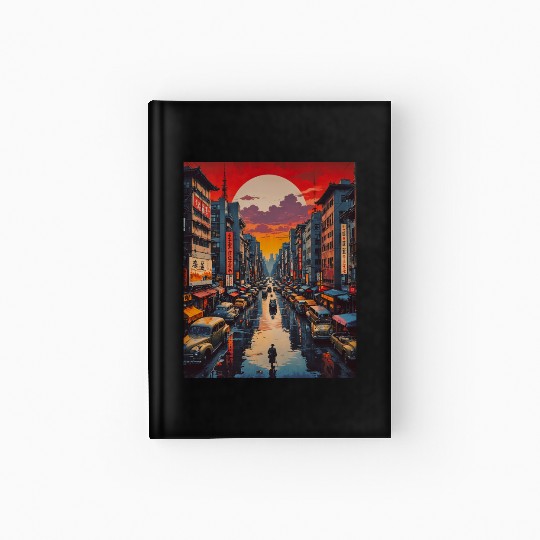 Twilight Reflections in Neon City Hardcover Journal