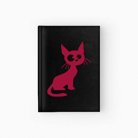 Crazy Cat Squinting Funny Eyes Grimace Fun Cartoon Hardcover Journal