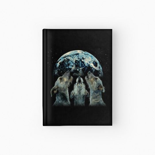 Irish Wolfhound Dog Howling Moon Hardcover Journal