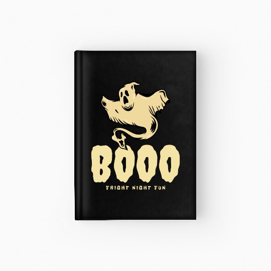 BOOO Fright Night Fun Ghost Halloween Hardcover Journal