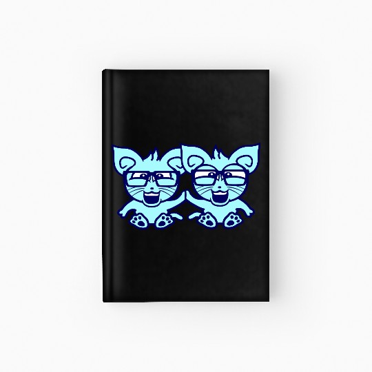 2 Nerd Cats Horn Glasses Geek Smart Friends Team Hardcover Journal