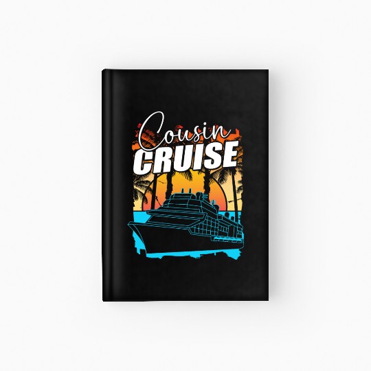 Retro Summer Tropical Beach Vacation Cousin Cruise Hardcover Journal