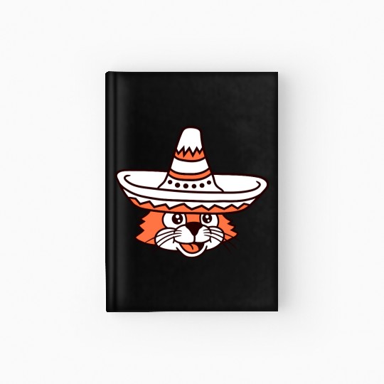 Sombrero Hat Cat Funny Cool Mexican Culture Kitten Hardcover Journal