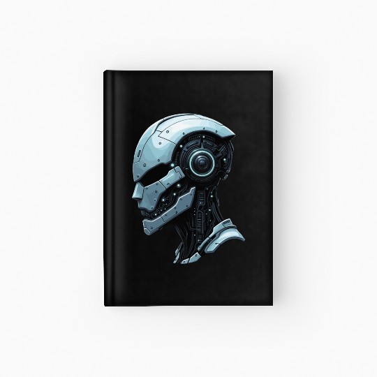 Cybernetic Futuristic Robot Head Hardcover Journal