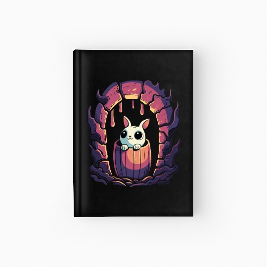 Cute Dungeon Bunny in a Barrel Hardcover Journal