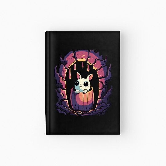 Cute Dungeon Bunny in a Barrel Hardcover Journal