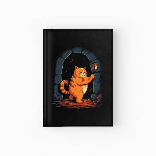 Funny Chubby Red Dungeon Cat Hardcover Journal