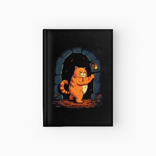 Funny Chubby Red Dungeon Cat Hardcover Journal