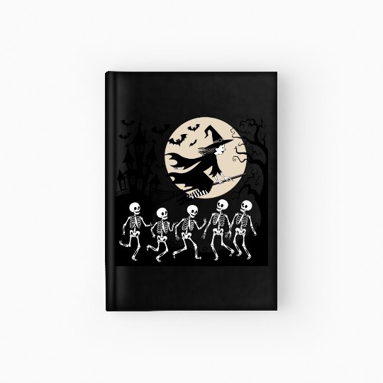 Vintage Witch & Skeletons Dance – Halloween Vibes Hardcover Journal