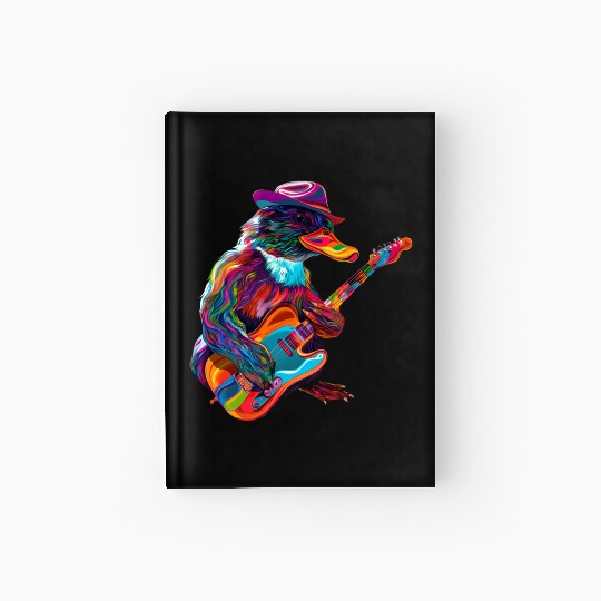 Platypus Mammal Guitar Cowboy Hat Popart Hardcover Journal