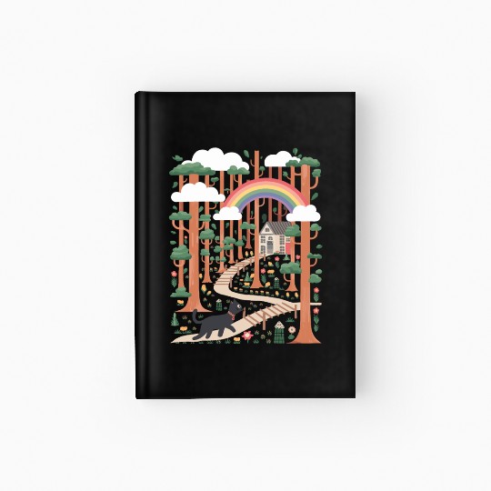 Cottagecore Serene Forest Rainbow Path Hardcover Journal