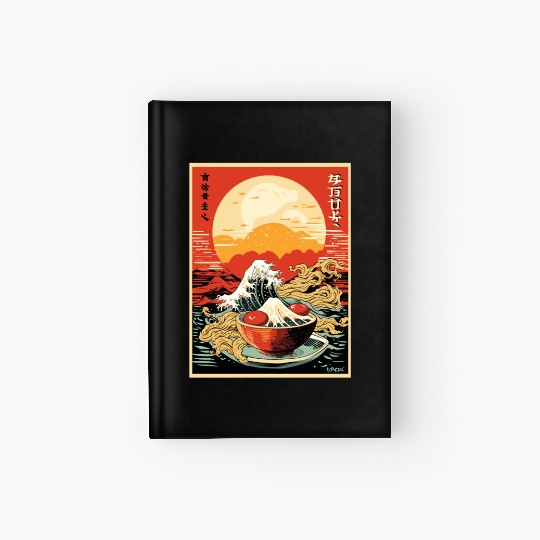 Parody Japanese Poster Kanagawa Sushi Ramen Hardcover Journal