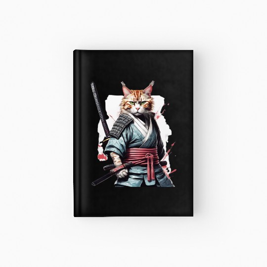 Fearless Samurai Cat Hardcover Journal