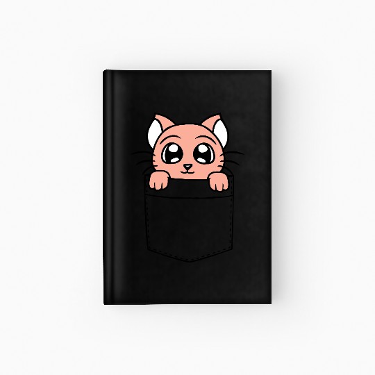 Small Little Cute Cat Kitten In Chest Pocket Bag Hardcover Journal