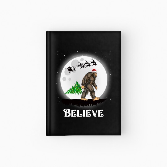 Bigfoot Christmas Tree Lights Believe Sasquatch Hardcover Journal
