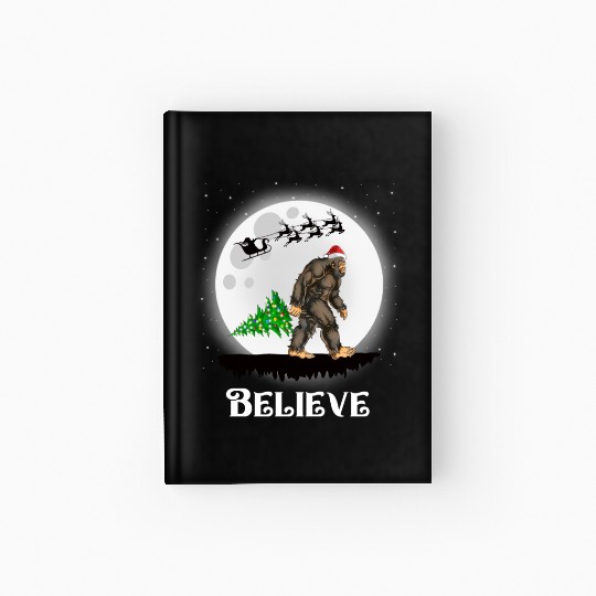 Bigfoot Christmas Tree Lights Believe Sasquatch Hardcover Journal