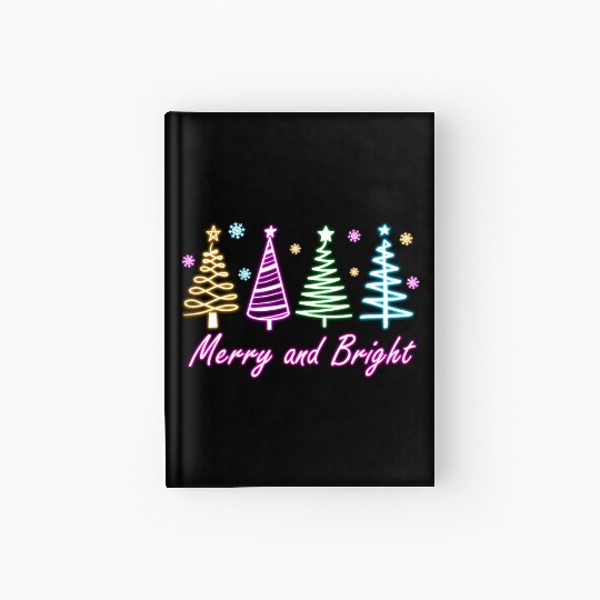 Merry and Bright Tree Neon Christmas Hardcover Journal