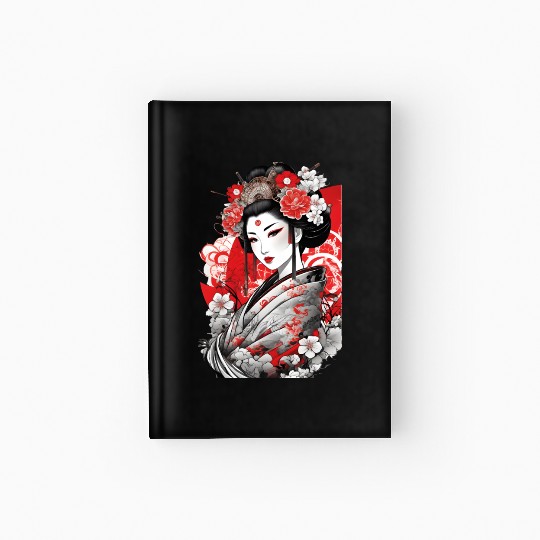 Elegant Geisha with Floral Kimono Hardcover Journal