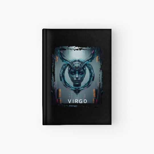 Zodiac sign Virgo in cyberpunk era Future Hardcover Journal