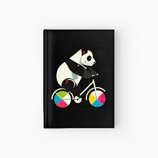 Panda on a bicycle-funny and creative illustration Hardcover Journal