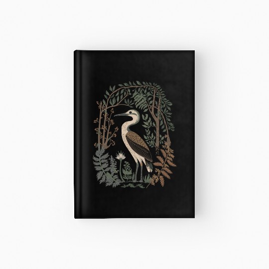 Heron in Forest Foliage Nature Scene Hardcover Journal