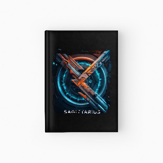 Zodiac sign Sagittarius in cyberpunk era Future Hardcover Journal