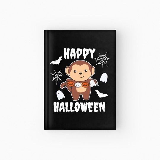 Monkey Happy Halloween Pumpkin Bat Costume Hardcover Journal