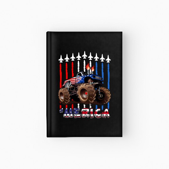 Merica Monster Truck US Flag Hardcover Journal