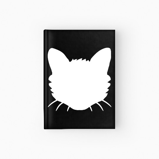 Cat Face Silhouette Kitten Head Outline Outline Hardcover Journal
