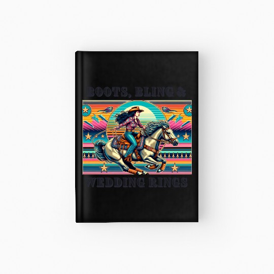 Retro 80's Cowgirl Rodeo | Boots, Bling, & Rings Hardcover Journal