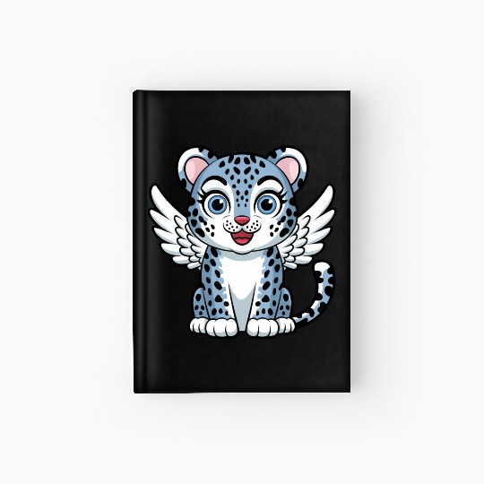 Blue tiger cat with angel wings dreamlike Hardcover Journal