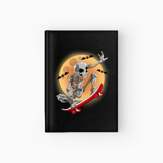 Skateboarding Skeleton Halloween Skater Skateboard Hardcover Journal