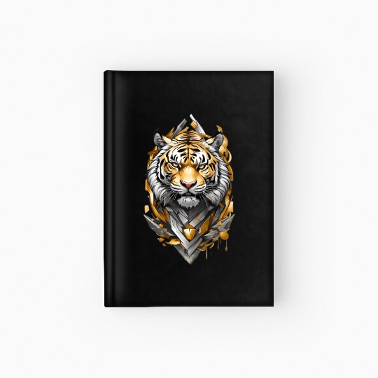 Majestic Tiger Emblem: Gold and Silver Art Hardcover Journal