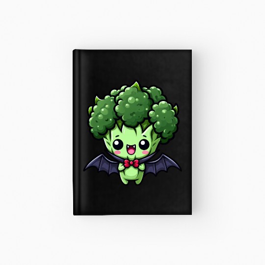 Cute Halloween Broccoli Vampire Cartoon Hardcover Journal