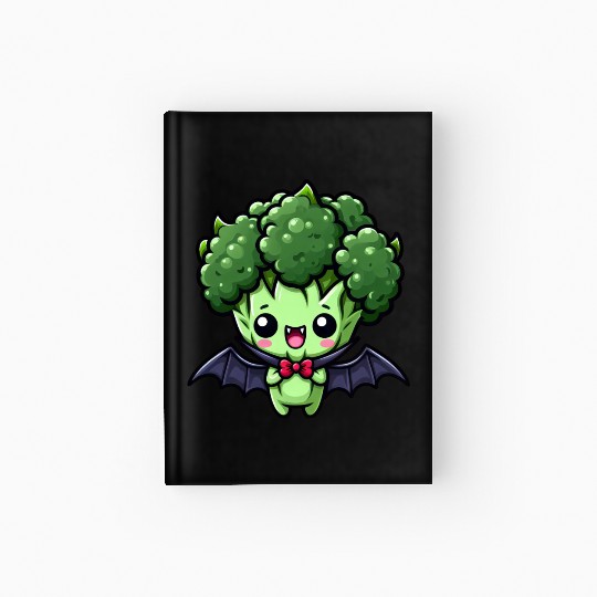 Cute Halloween Broccoli Vampire Cartoon Hardcover Journal