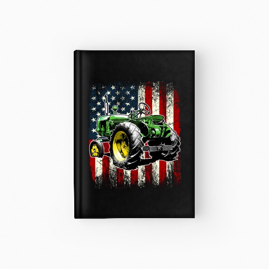 Farmer Tractor Driver US Flag Independence Day Hardcover Journal
