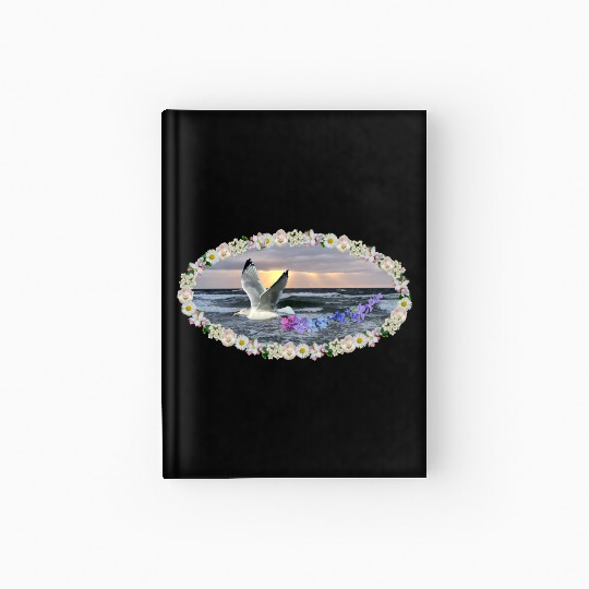 sea beach sunset seagull kitsch flashy magic Hardcover Journal