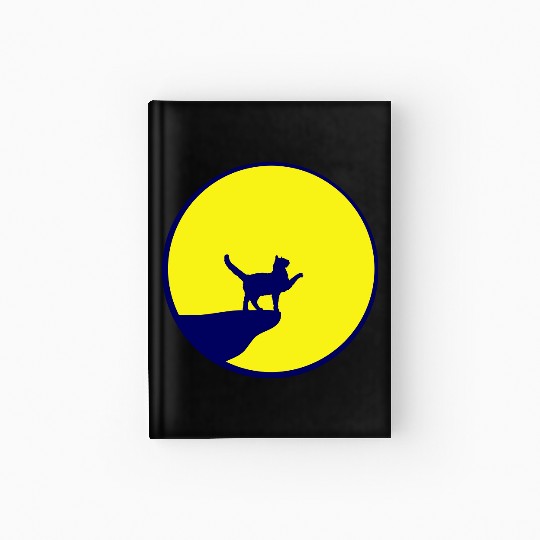 Cat Moon Cliff At Night Werewolf Round Howling Fun Hardcover Journal