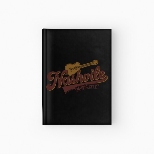 Nashville Music City Logo with Guitar Illustration Hardcover Journal