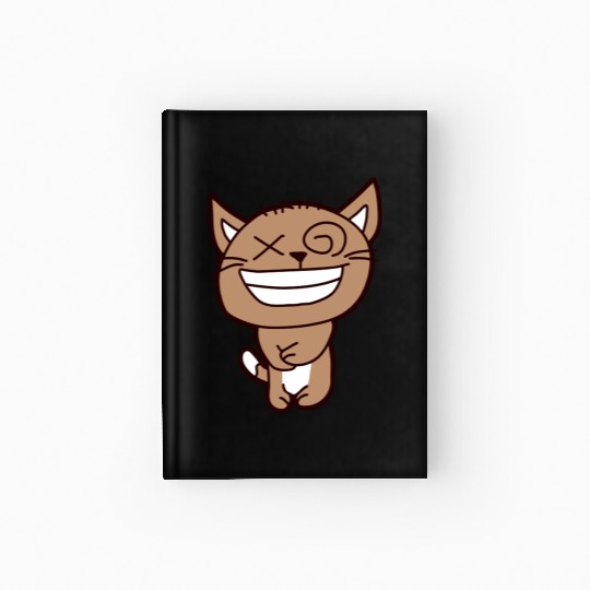 Crazy Cat Weird Funny Eyes Cool Grimace Cartoon Hardcover Journal
