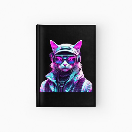 Mystical Cyberpunk Bad Cat Hardcover Journal