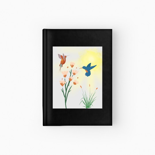 Minimalist Hummingbird and flowers Canvas Print Hardcover Journal