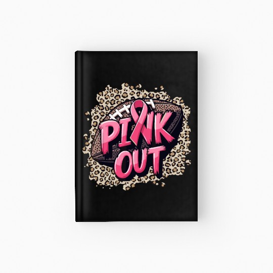 Pink Out Breast Cancer Football Coquette Bow Mom Hardcover Journal